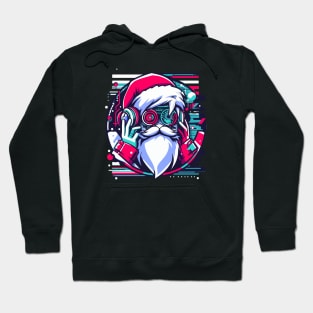 Santa Claus with headphones on his ears listening to music Hoodie